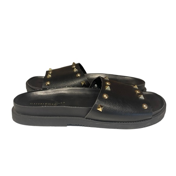 Mercer & Madison leather studded slides black 8 - Picture 3 of 8
